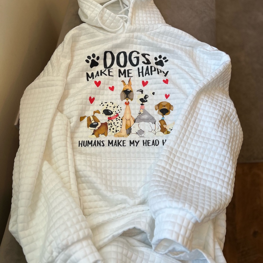 White Dog-Themed Hoodie
